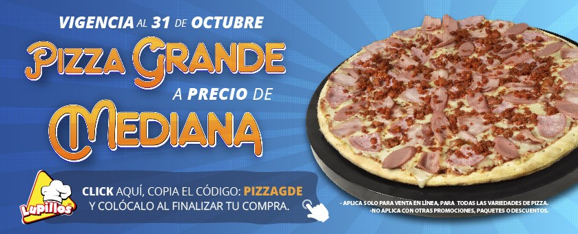 Cupon Pizza Grande a Precio de Mediana